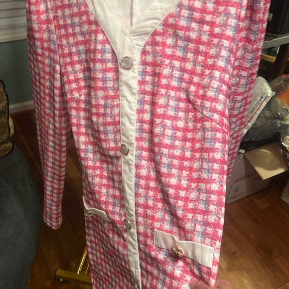 Shein large inspired dress, pink, white plaid, faux buttons? New - Picture 5 of 7